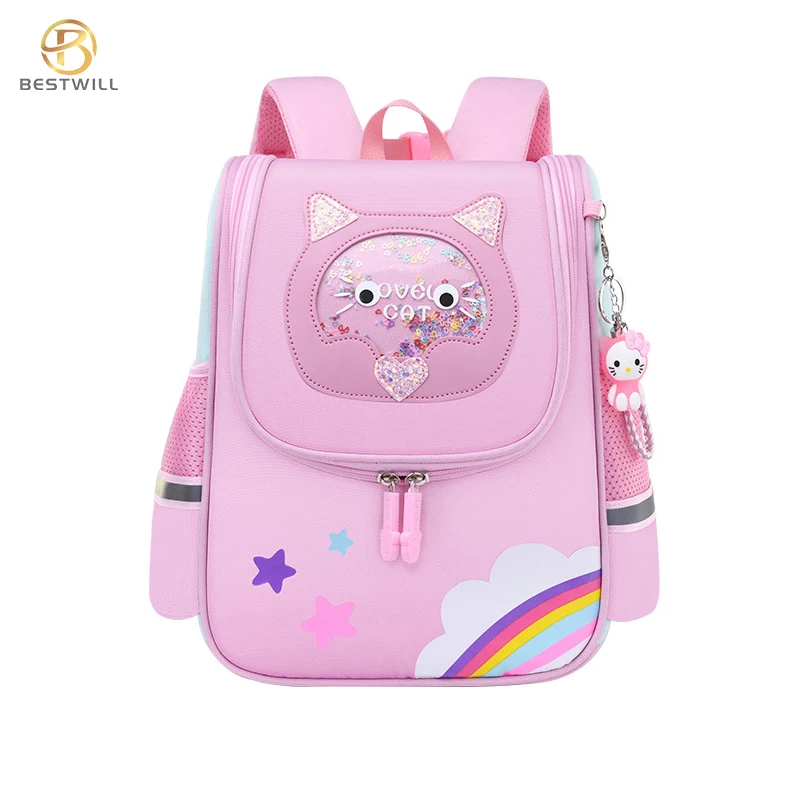 

BESTWILL Hot sale High Quality Nylon child girl book School Bags for kid backpacks, Yellow,blue,pink