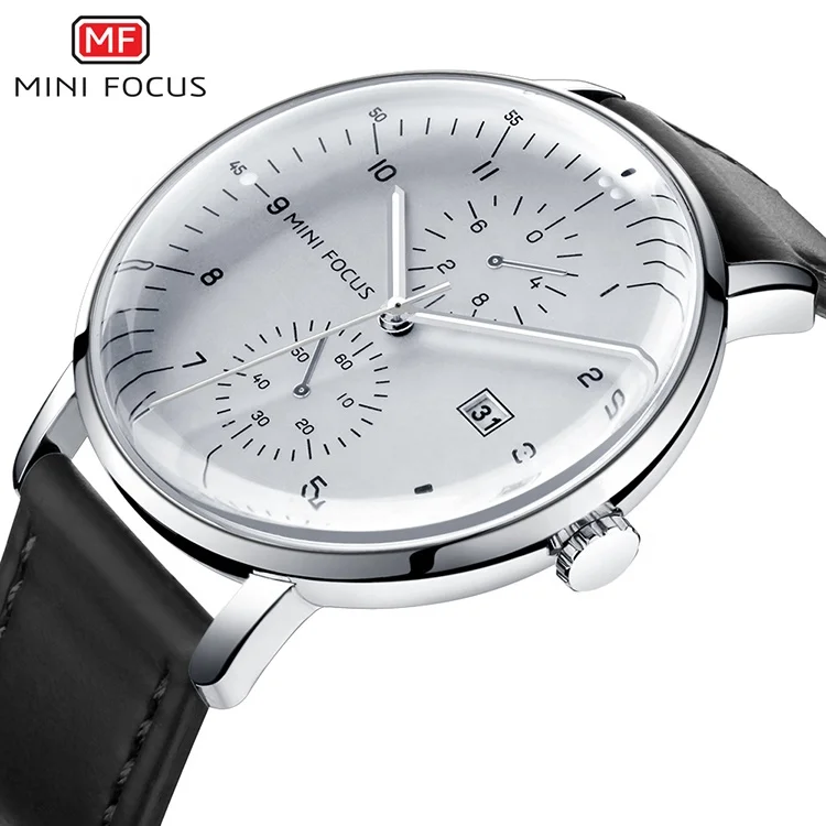 

MINI FOCUS MF0052G Popular Men Quartz Watch Custom Logo Leather Strap Watch Men Wrist Quartz, As pictures