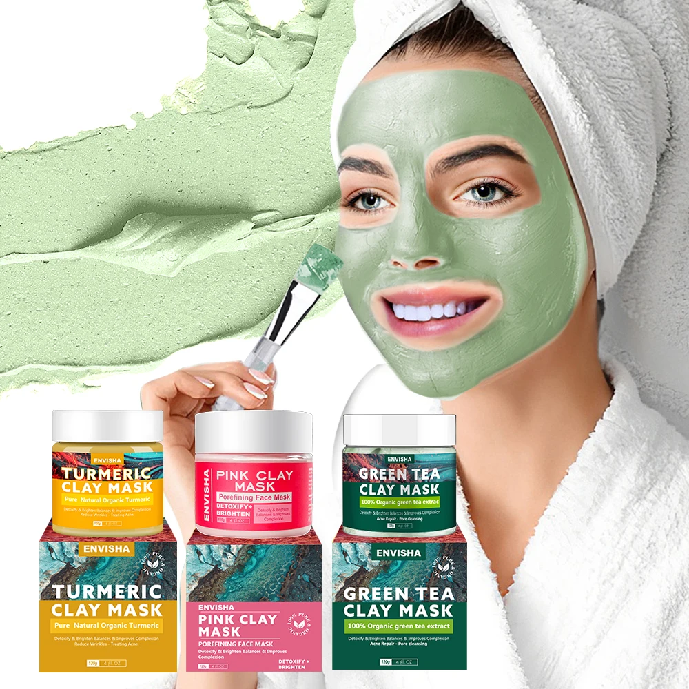 

Hot Sale Products Turmeric Green Tea Pink Rose Face Care Mud Clay Anti Aging Whitening Facial Mask For Acne Skin