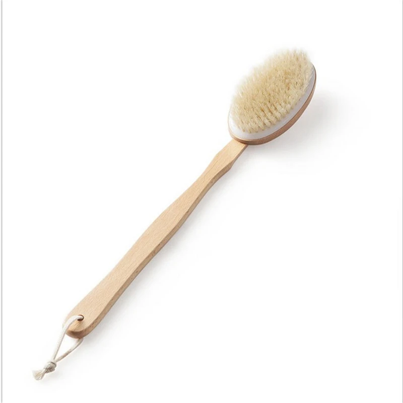 

2 In 1 Body Brush Boar Exfoliation Bath Natural Shower Scrubber Body Wooden Bath Brush for Adults