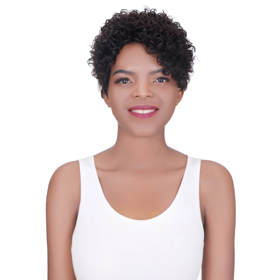 

Guangzhou 100% Human Hair Wigs Vendor Short Pixie Afro Kinky Curly Natural Brazilian Wigs Glueless Full Wig for Black Women