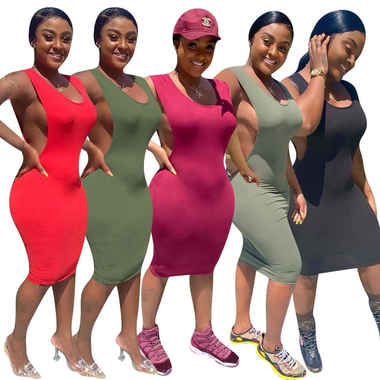 

Hot selling Sleeveless casual dress women dresses, Shown