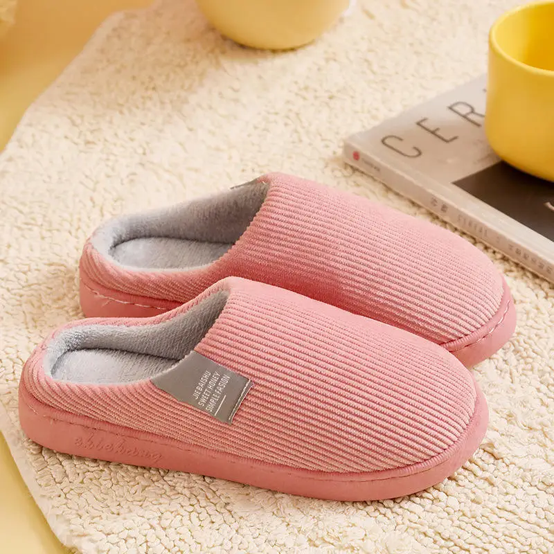 

2023 Colorful Winter Warm Sole Soft Plush Winter Men Women Home Soft Plush Slipper