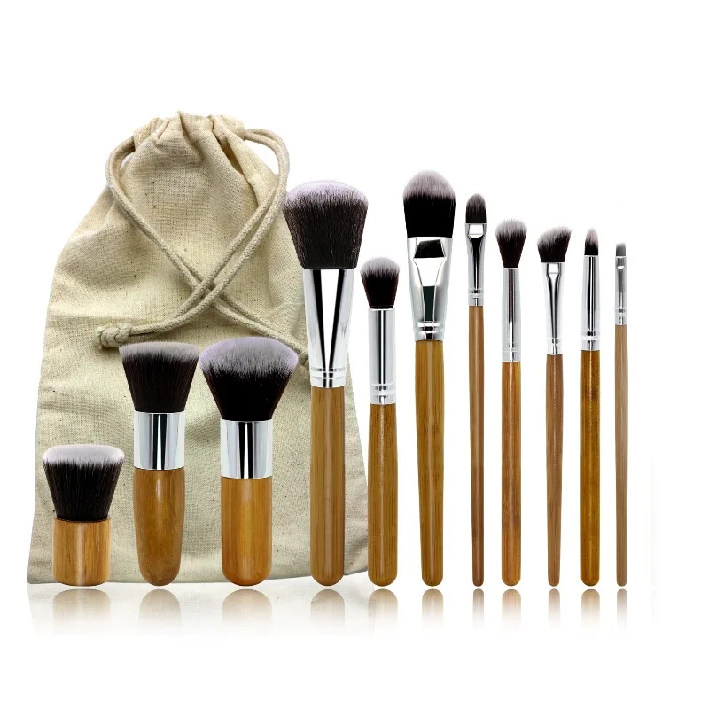 

FEIAYN Bamboo Handle Brushes Eco-friendly Professional 11pcs Vegan Create Your Own Private Label Bamboo Makeup Brushes Set