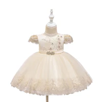 

Latest baby girl sleeveless children lace patterns dresses with bowknot