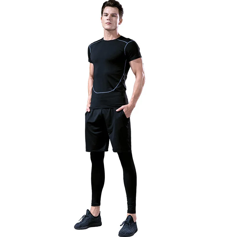

Running suit Men sports gym basketball equipment training tight quick dry fitness clothes