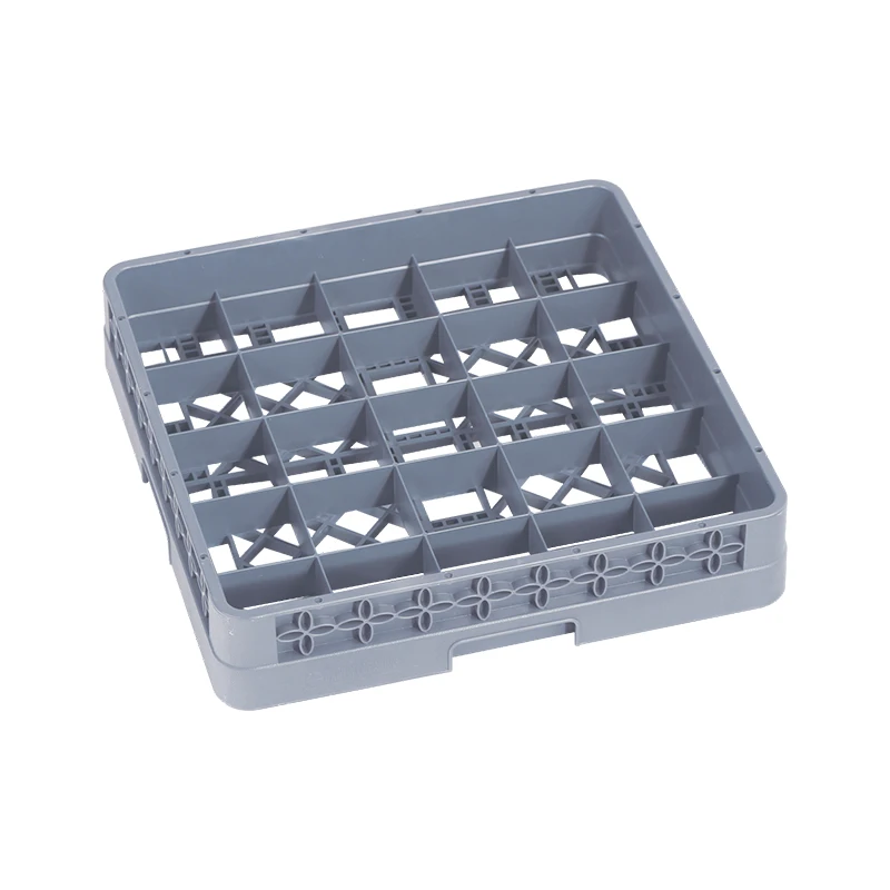 

Gray 25-compartment base glass rack, plastic drain rack for commercial wine glasses and dishes