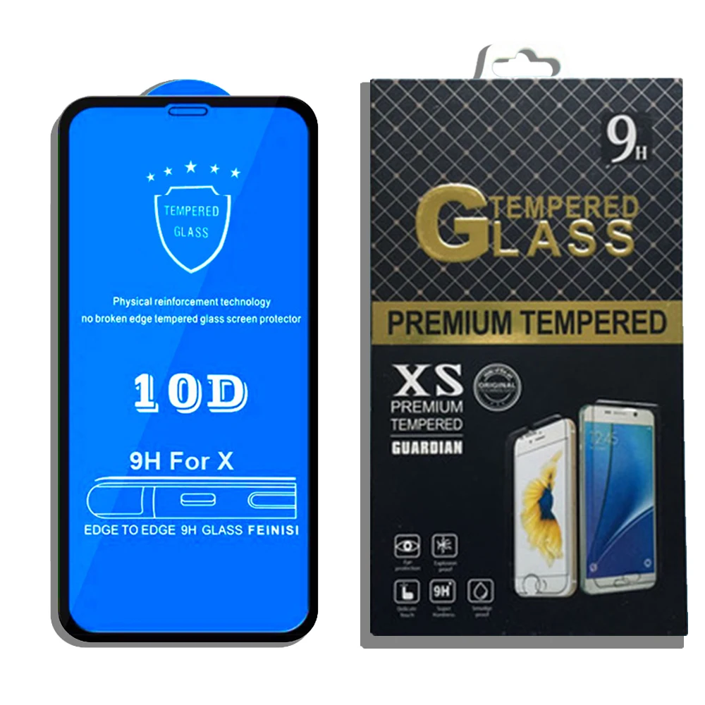 

wholesale 10D tempered glass screen protector full cover cell phone for iPhone X XS Max XR XI