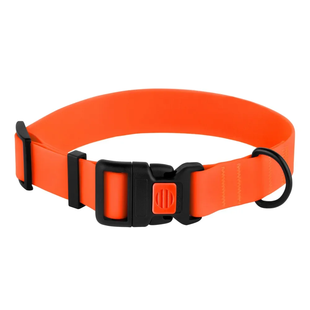 

Soft PVC coated nylon webbing dog quick release buckle collar with custom logo, Green,yellow,orange,pink,red,blue,brown,black,white,etc.