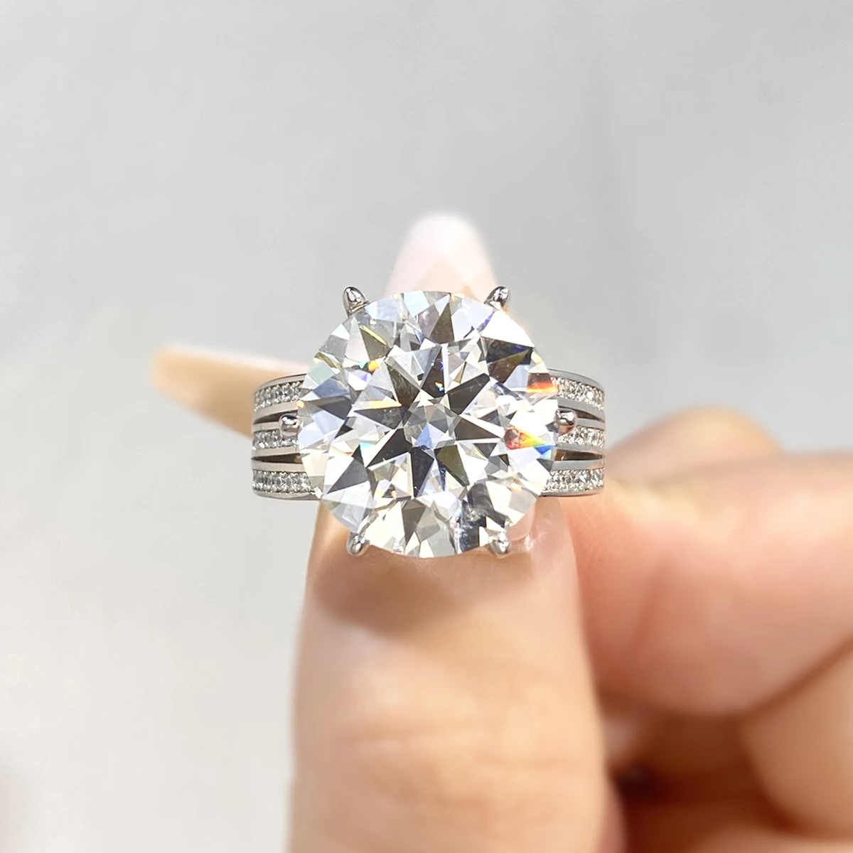 

GRA certified diamond moissanite ring wholesale VVS 5ct carat 925 sterling silver trendy women wedding Engagement fine Jewelry