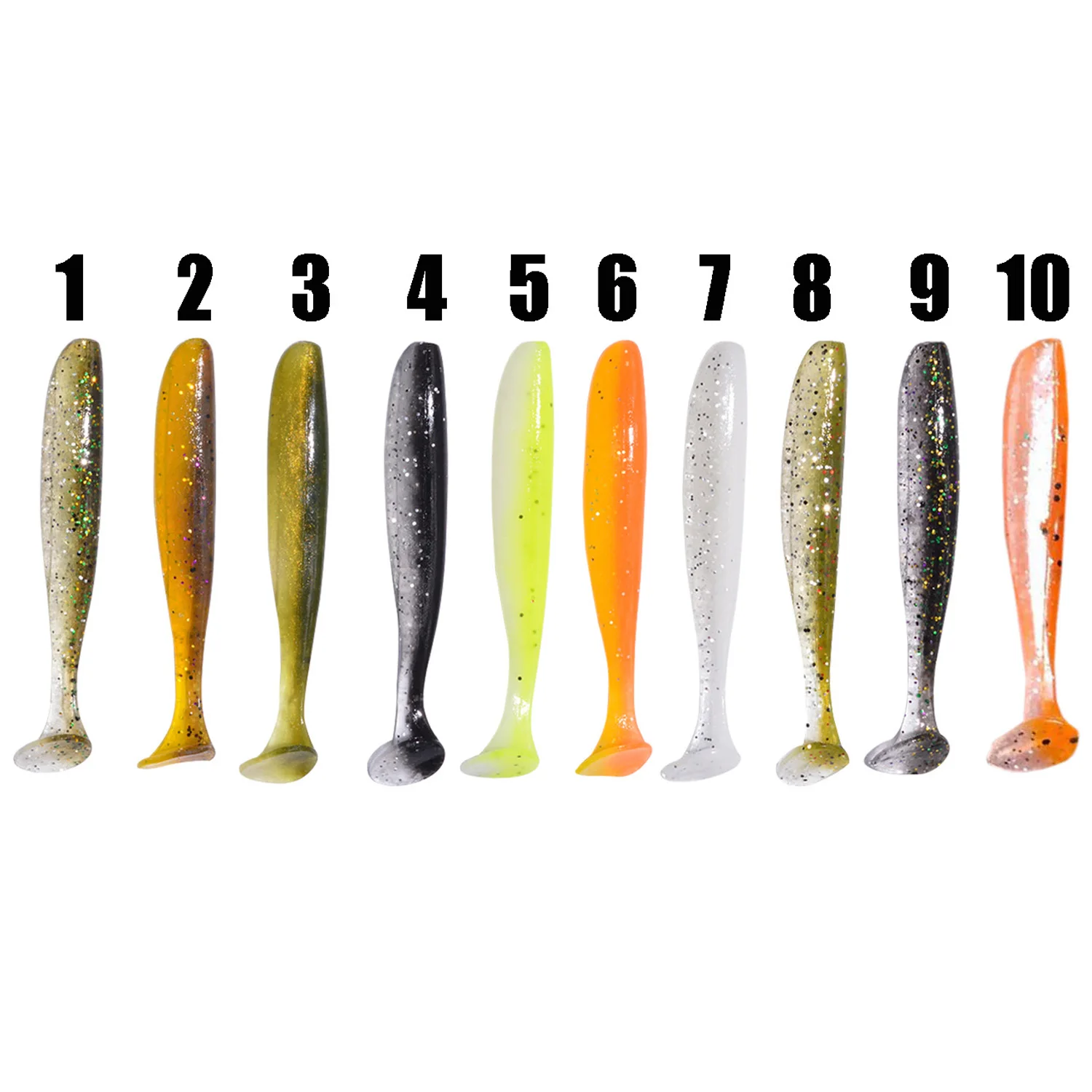 

Double Color T Tail soft plastic lures 68mm 2.3g bionic shad lure paddle tail bass fishing lure artificial bait, 10colors