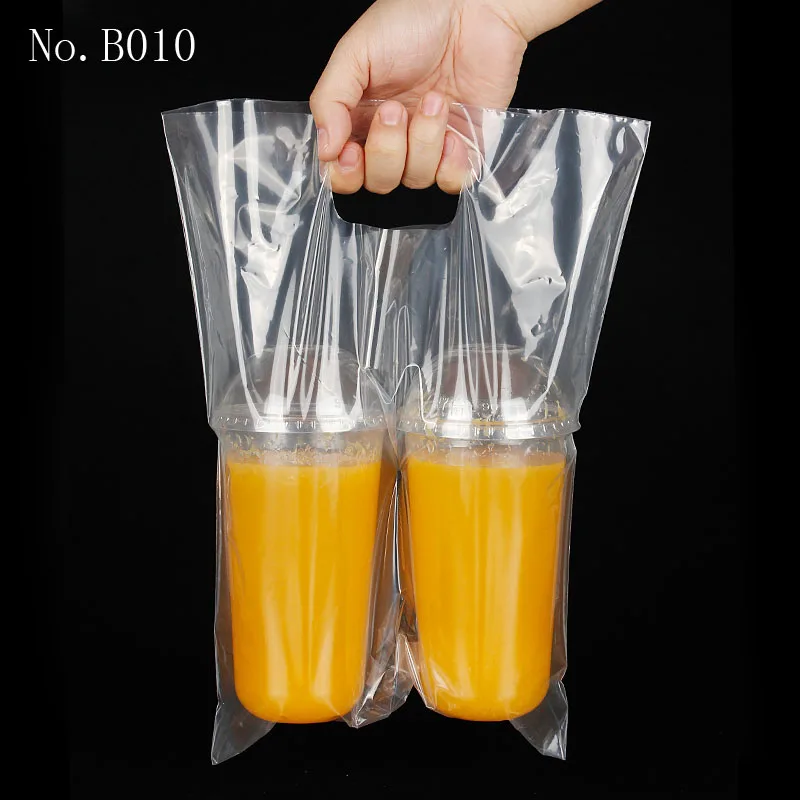 
Customize Takeaway Plastic Bag B010 Take Out Plastic Disposable Bubble Boba Tea Bag 