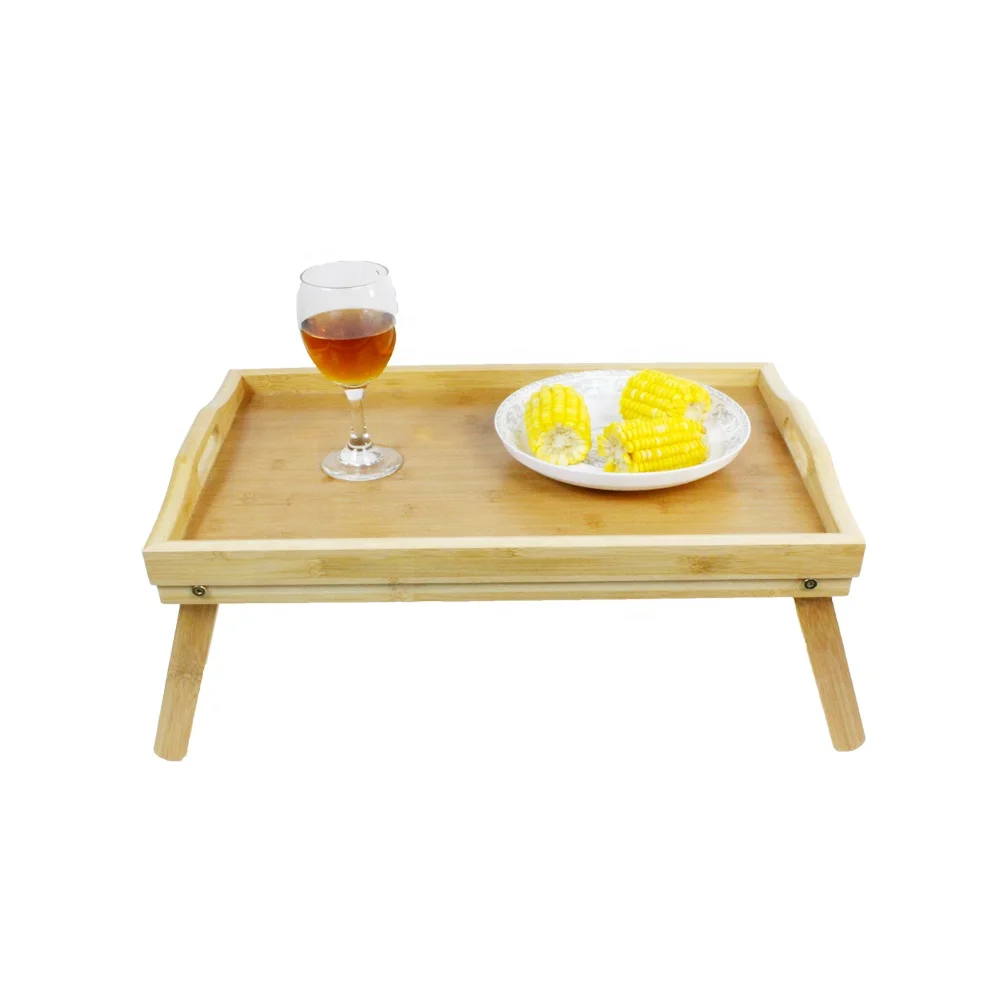 

Adjustable eco-friendly bamboo breadfast food bed tray with foldable legs