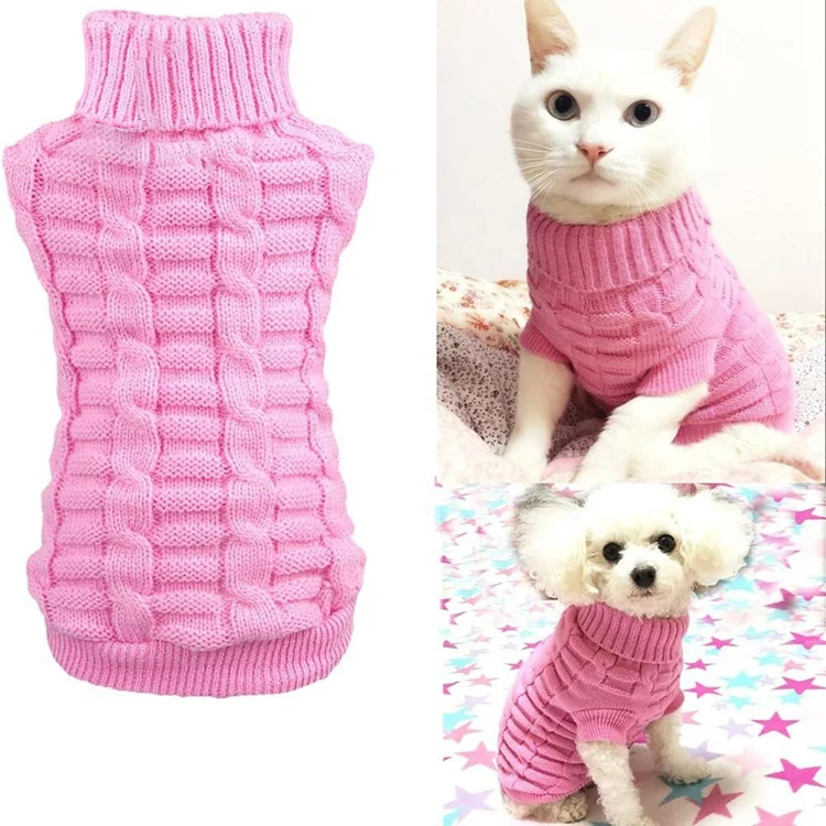 

High Quality Hand Knit Crochet Puppy Pet clothes Turtleneck Knitted Dog Sweater Warm Knit Dog Sweater Dog Jumper, See picture