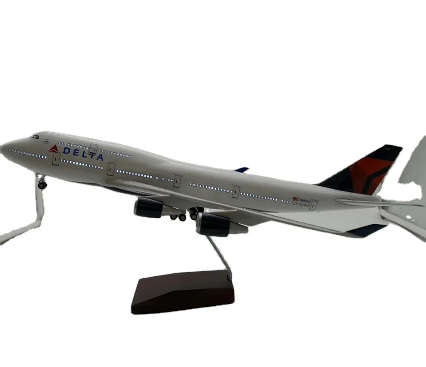 

B747 Delta 47cm LED Aircraft Model Voice Control Passenger Airplane Resin model 1:150