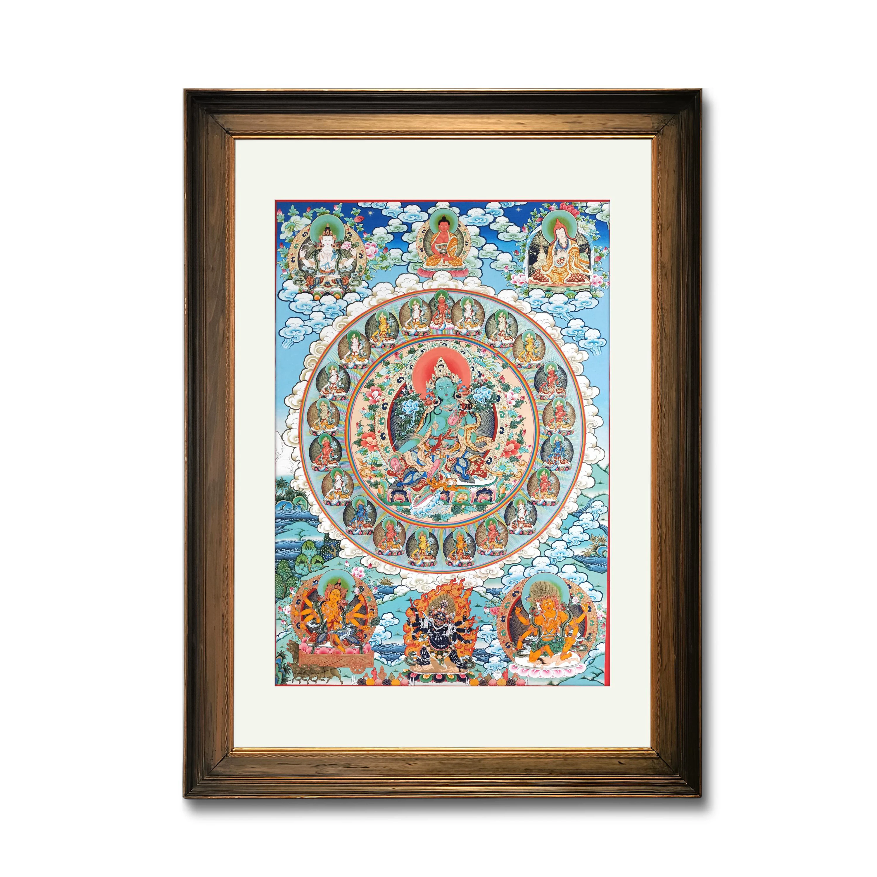 

Custom pure gold hand painted Buddhist portrait Palden Lhamo Thangka JX-02