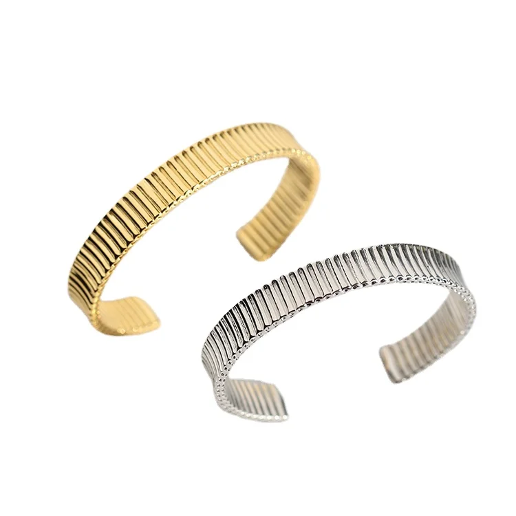 

Charare Custom high quality minimalist plicated opening bangle for couple, Gold,silver