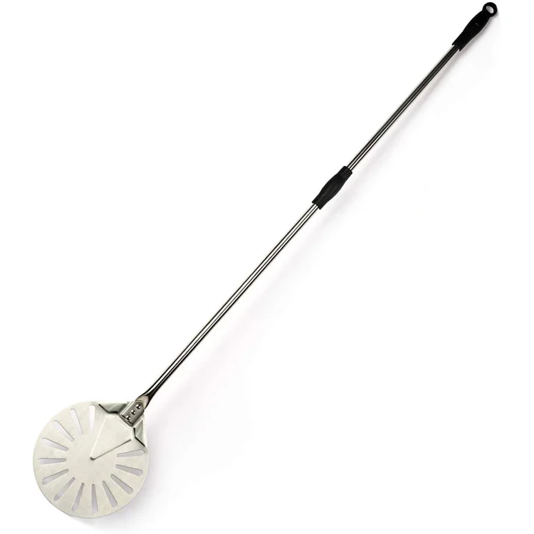 

Turning Pizza Peel 9" Stainless Steel Small Round Perforated Pizza Paddle with 47" Long Handle