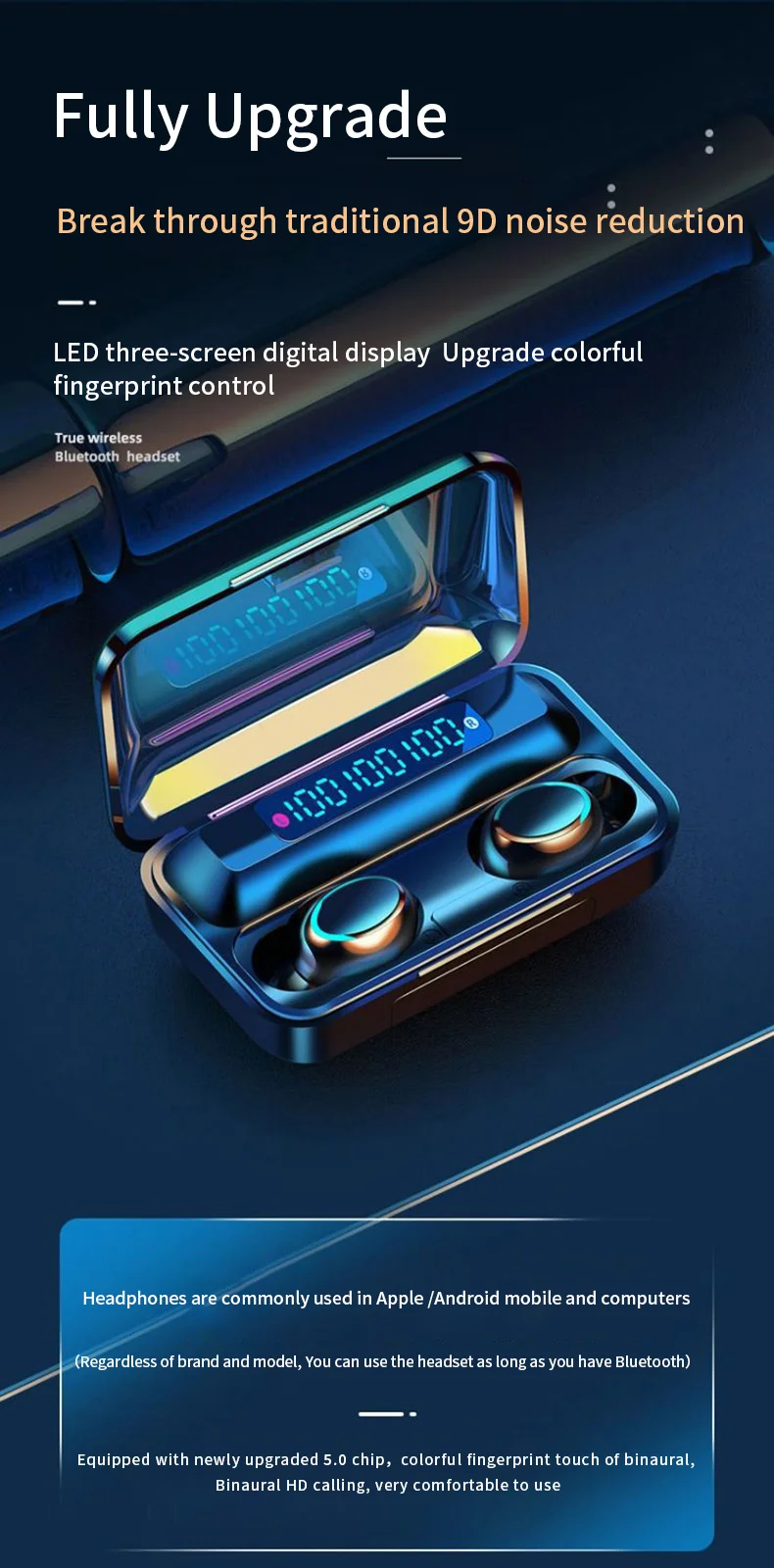 F9-5 Tws Waterproof Wireless 5.0 Earphone In-ear True Wireless Earbuds