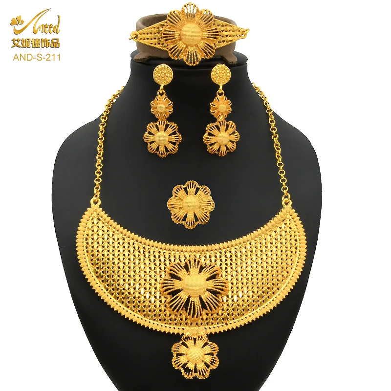 

Supplier Brazilian Vermeil Gold African Jewelry Sets Ring Hawaiian 18K 24k Gold Plated Turkish Jewelry Wholesale