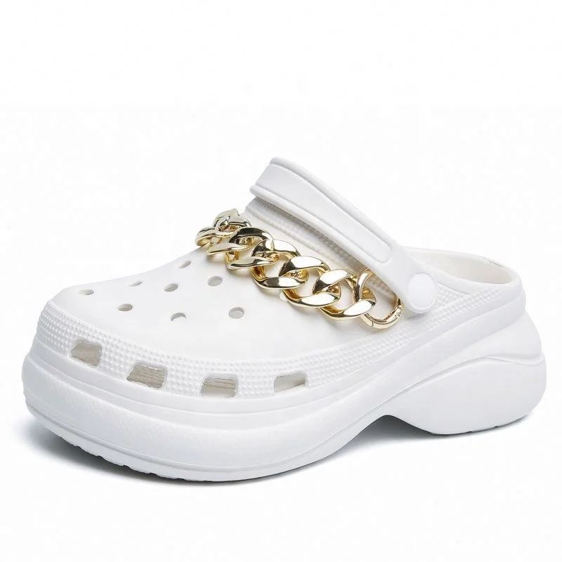

2021 Metal chain footbed women's clogs,platform clogs shoes for women and ladies