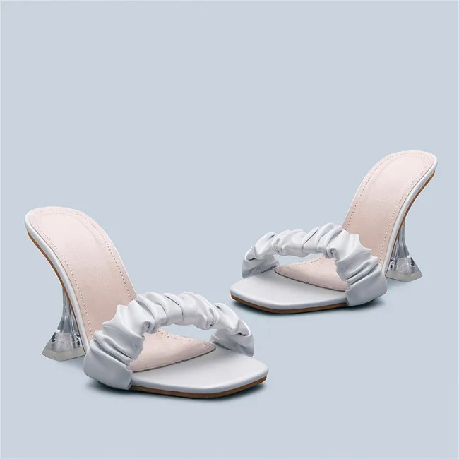 

2020 Hot Sale Ladies Square Toe Slippers Mules Shoes Women High Heel slides, Picture color