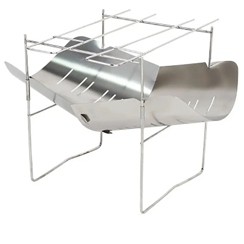 

Picnic Burning Stove Folding Barbecue Grill Stainless Steel Portable Silver Outdoor Camping Stove