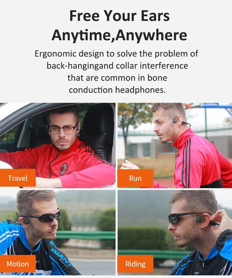 2020 New Arrival Bluetooth Bone Conduction Earphones Cordless Headphones Waterproof Handsfree Open-ear Headset - ANKUX.COM