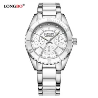 

Hot Sale LONGBO Women's 80303 Watch Silver Stainless Steel Ceramic Band Women Quartz Custom Woman Watches