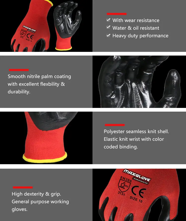 Industrial Safety Work Gloves Polyester Nitrile Coated Work Glove - Buy