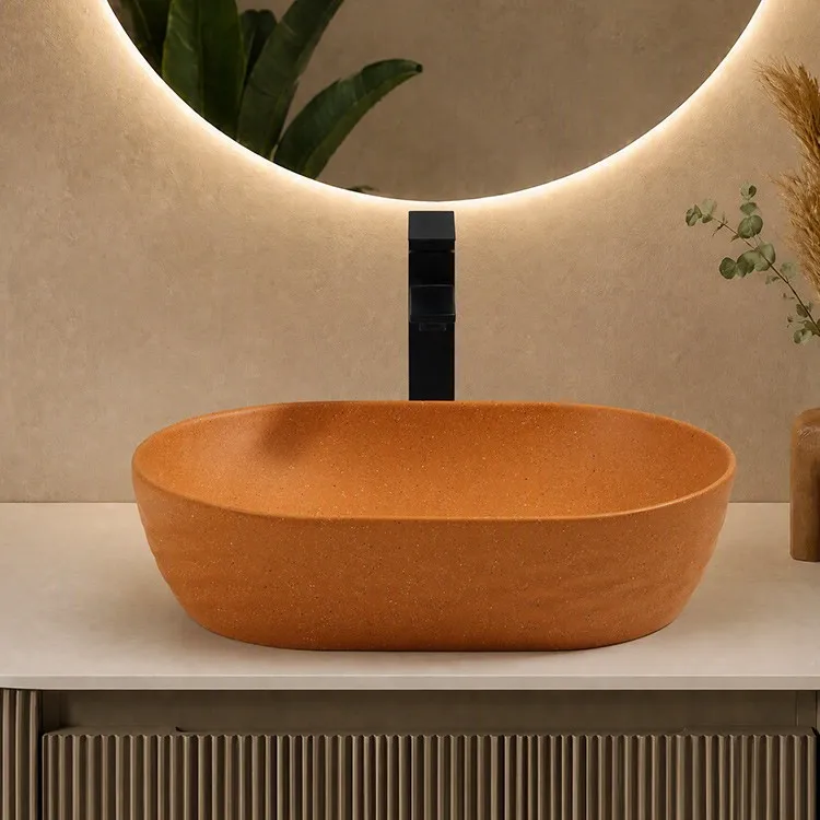 orange-bathroom-sink-9883-MT-037D-front-elevation-woven-rhombus-relief-smooth-parabolic-bed