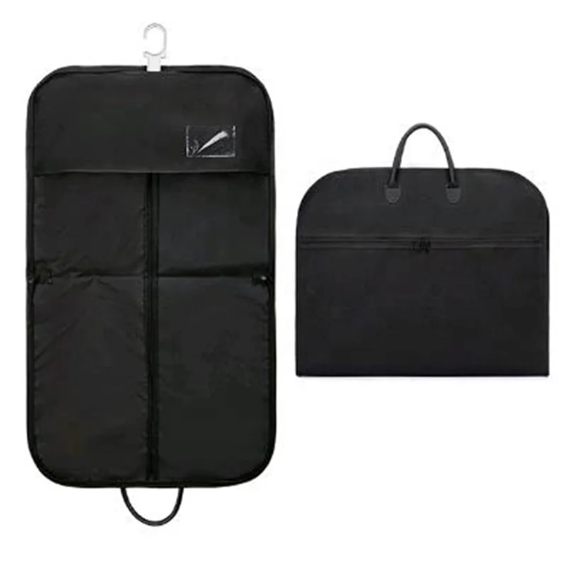 

Customized logo Wholesale 600d Oxford Fabric Suit Garment Bag Black Zip garment bag for suit