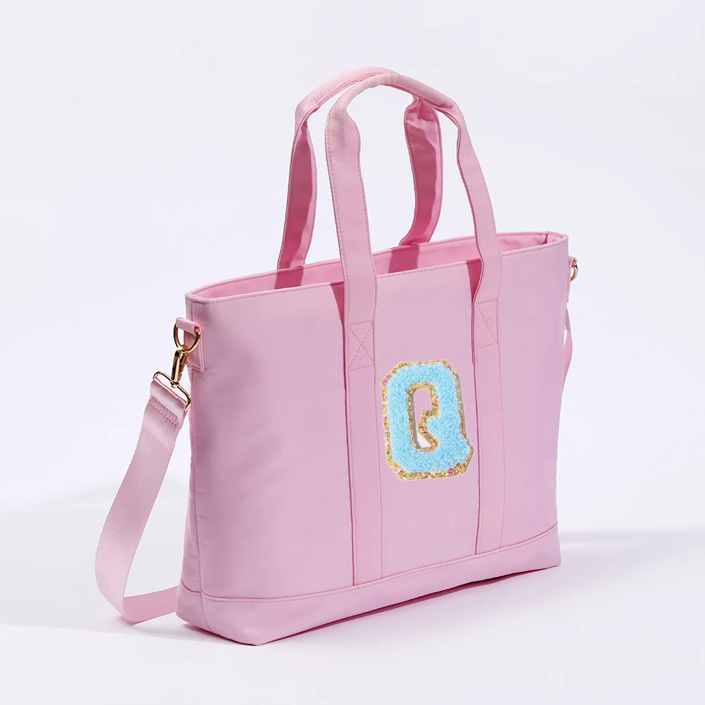 

RTS New Products Bright Waterproof Nylon Women Pink Tote Bag Fashion Ladies Hand Bags Luxury Reusable Shopping Bag, Baby pink, dark pink, khaki,black, nude, lilac