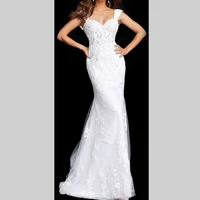

white lace elegant sweetheart neck women long mermaid marriage wedding dress with skirt and blouse