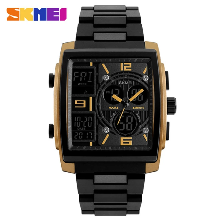 

SKMEI 1274 Brand Men Dual Display Wristwatch Quartz Digital Movement Waterproof Clock Man Sport Watch