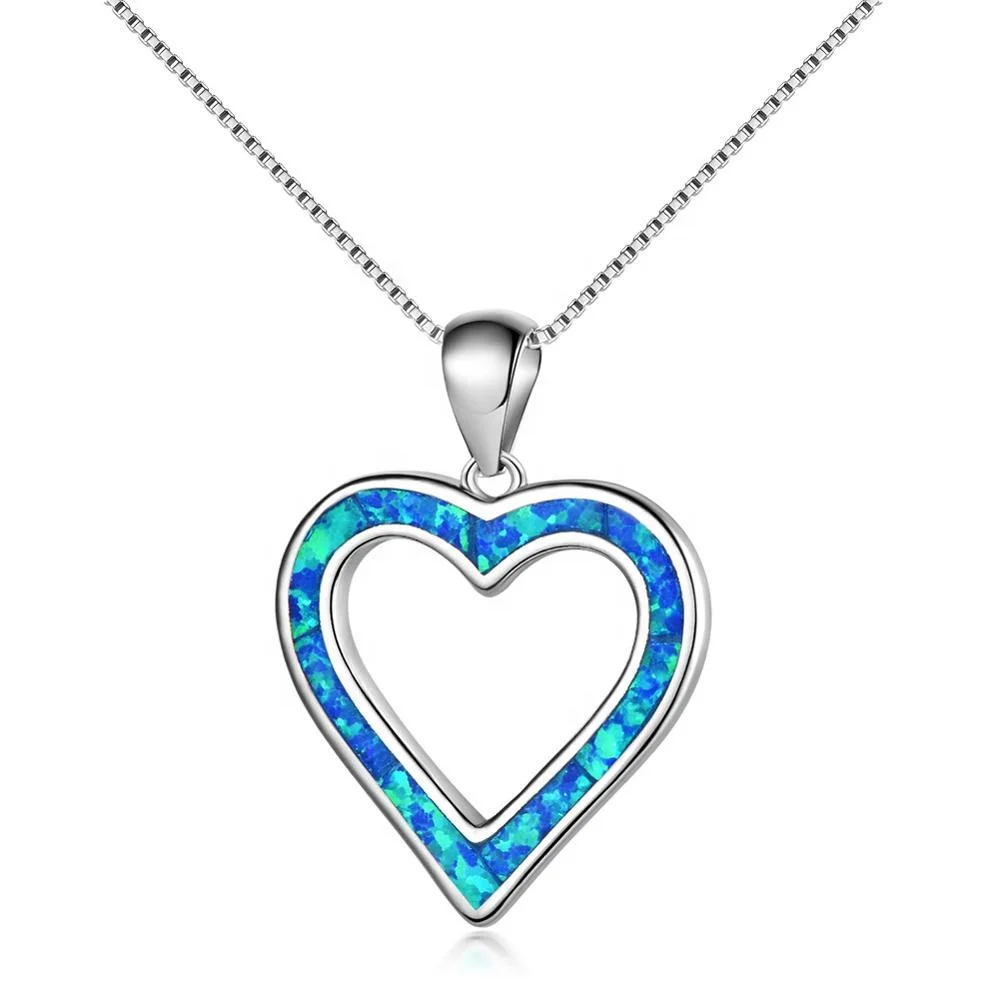 

Women opal heart necklace wedding jewelry heart shaped necklace gemstone pendant
