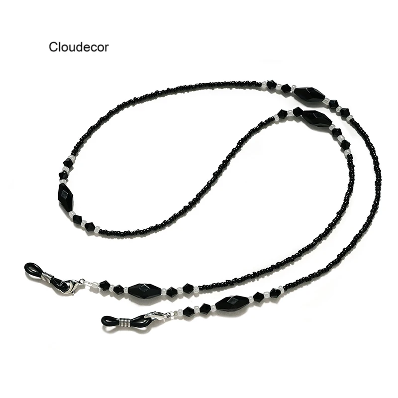 

Trendy Black Beads Glasses Chain Cord Designer Beaded Eyeglasses Chain Facemask Neck Strap Acrylic Beads Lanyards For Sunglasses