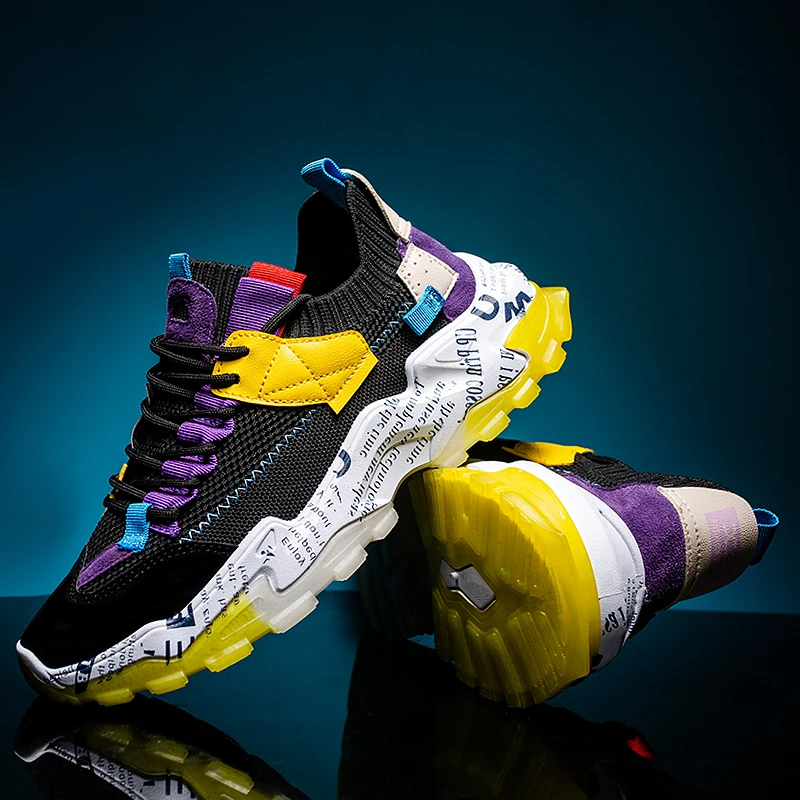 

2021 Four seasons breathable and comfortable men's thick platform high-fashion sneakers
