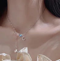 

925 silver Korean sweet and temperament moonstone unicorn shaped pendant necklace women