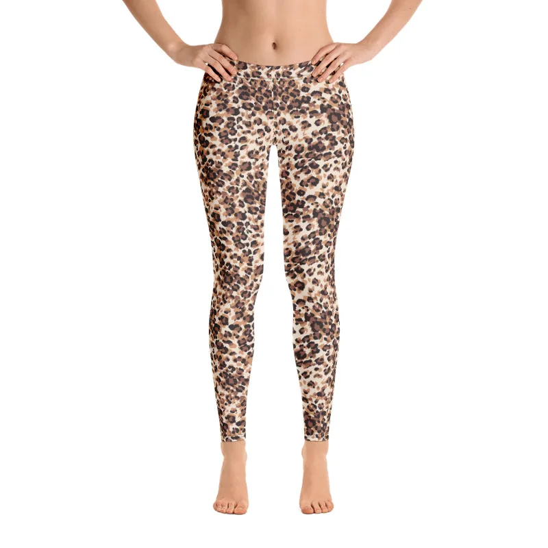 

2022 Factory Super Soft Women Tight Pants High Quality Fashion Lady Four Ways Stretch Abstract Khaki Leopards Animal Leggings, Picture