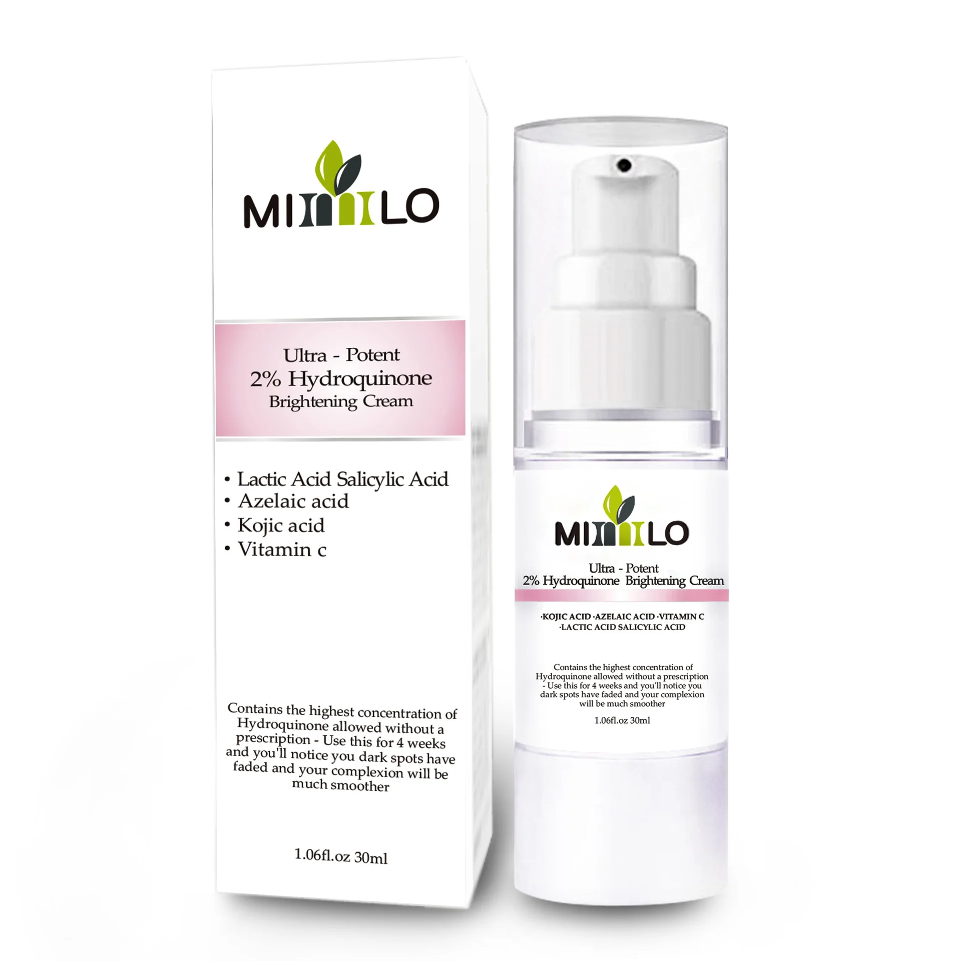 

Custom label Ultra-Potent 2% Hydroquinone Whitening dark skin bleaching face cream crema hidroquinona facial white cream