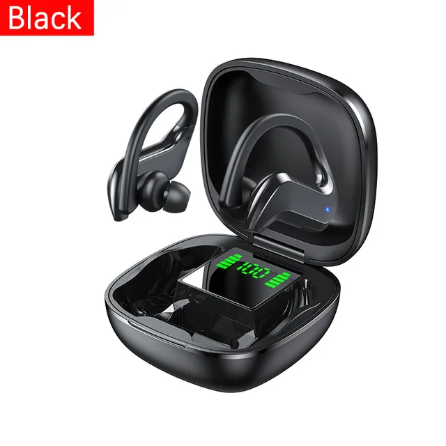 

2020 Novel design LED Display Ear Hook Bt 5.0 Wireless Earbuds TWS Comfortable Sport Earphones with charging case