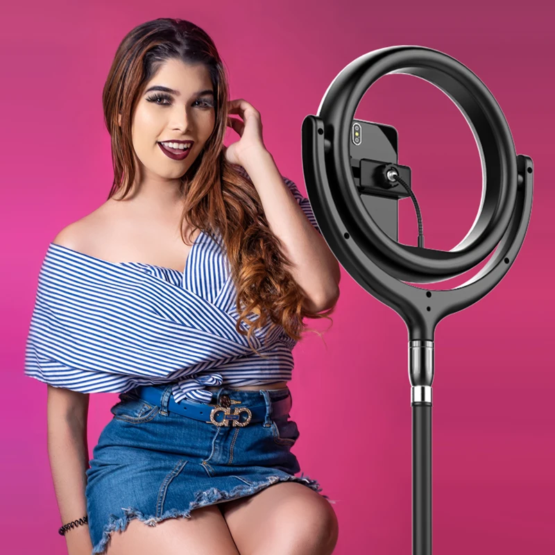 

Makeup Photography Video Chat Live Stream 12 Inch Selfie Ring Light with Tripod Stand, Black / white