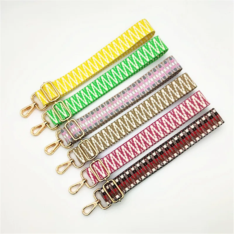 

3.8 cm Width Weave Striped Colorful Wide Rhombus Printing Adjustable Replacement Belt Guitar Crossbody Handbag Purse Straps, Weave striped colorful colors