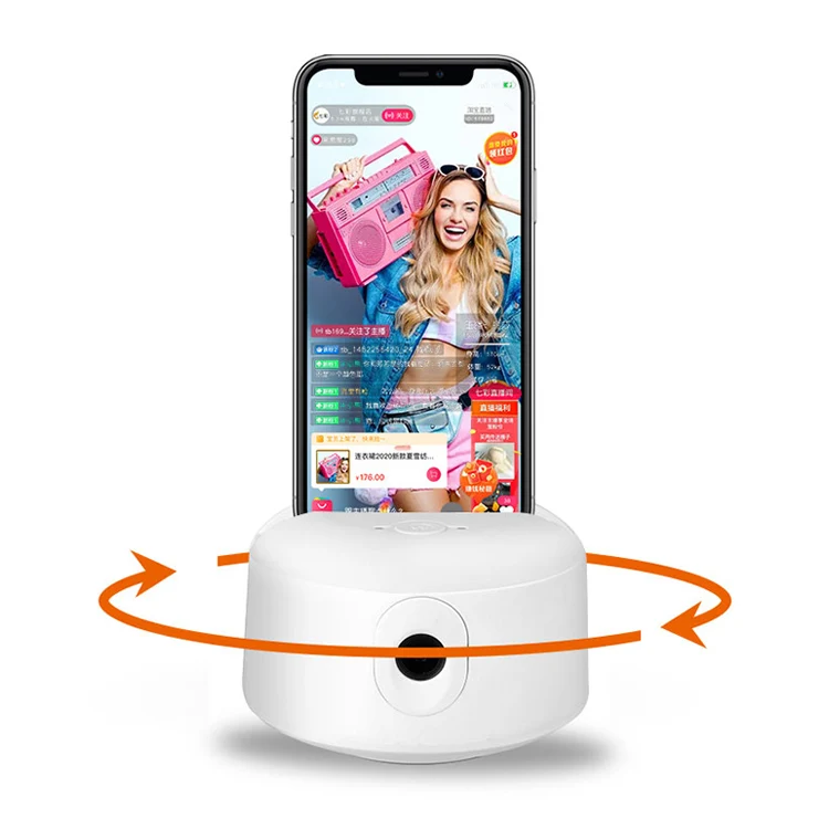 

2021 Custom Logo 360 Degree Rotation Auto Face Tracking Object Apai Genie Mobile Phones Camera Cell Smart Shooting Phone Holder, White /black