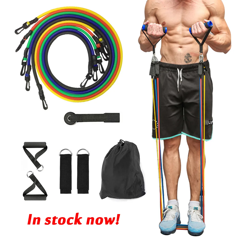 

11 piece set Fitness Latex Resistance Bands Power Exercise Stretch Pull Up Assisted Band