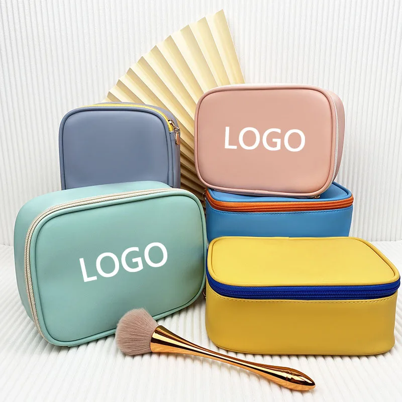 

2022 New Candy Colors Custom Women Makeup bag Large PU Waterproof Cosmetic Bag