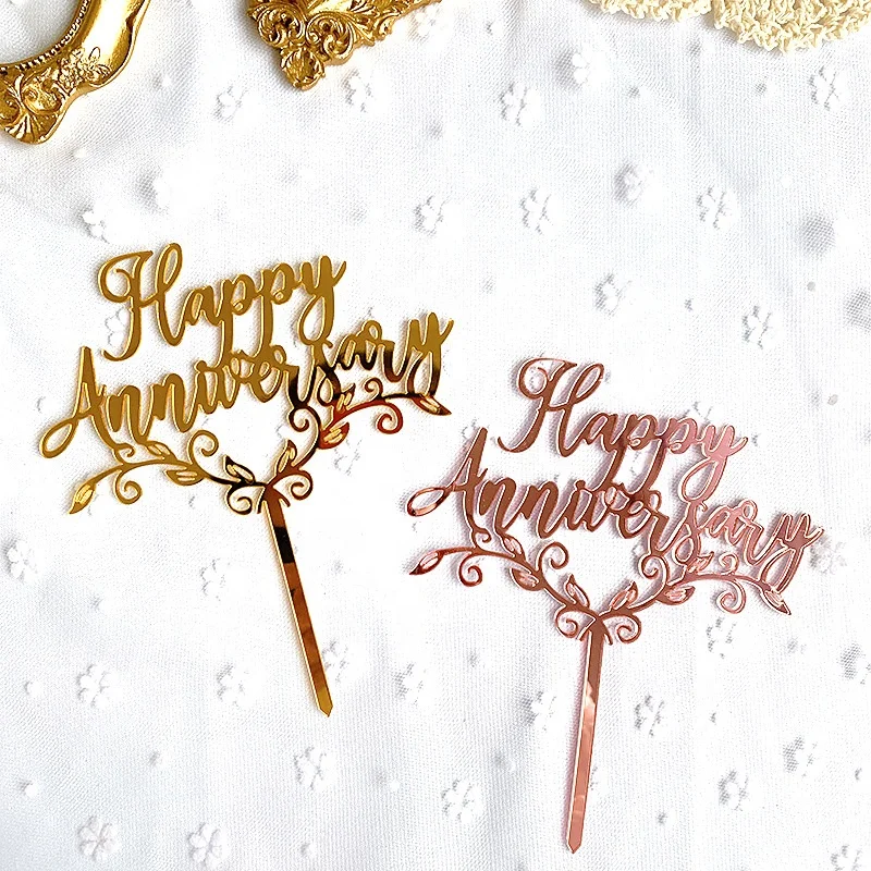 

Acrylic Happy Anniversary cake topper Wedding Decoration Cake Topper