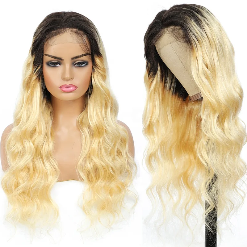 

Pre Plucked Ombre Blonde T1B/613 Remy Human Hair Wigs for Women Body Wave Transparent Lace Front Wigs