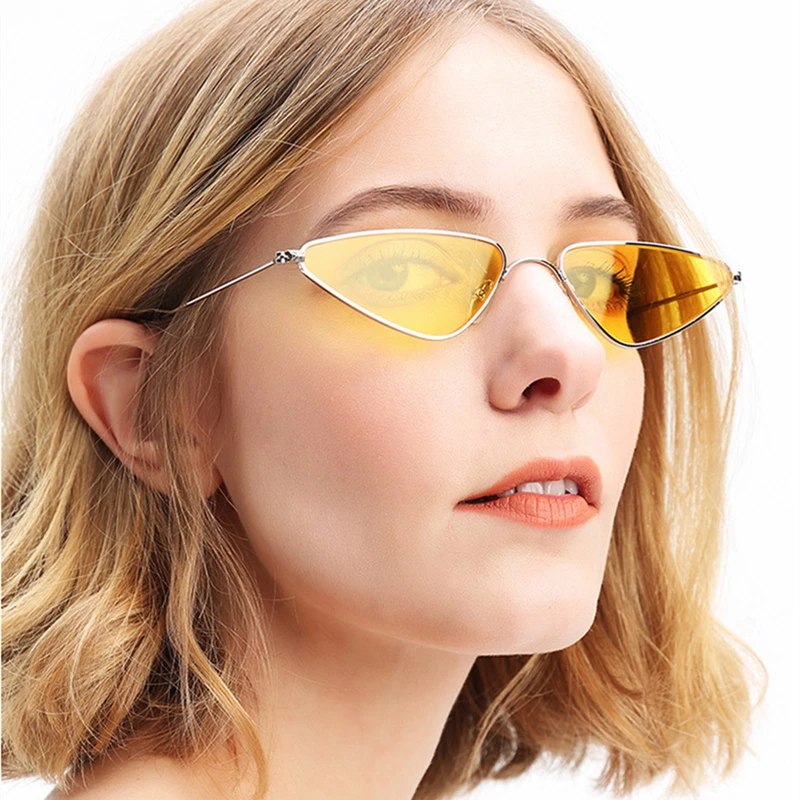 

Wholesale Hot Selling Fashion Metal Cat Eye Sunglasses Ocean Lenses Triangular Sun Glasses for Men Women